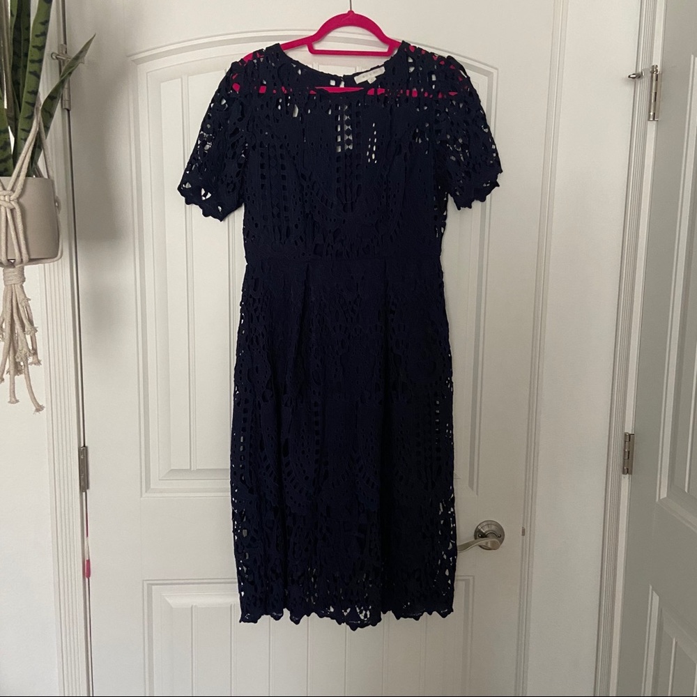 Anthropologie navy lace dress